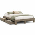 Letto matrimoniale con 2 cassetti in legno massello di pino grigio rovere 160 x 200 cm