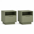Set di 2 comodini con cassetto e vano a giorno in MDF rettangolari verde salvia 45 x 40 x 55 cm