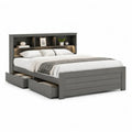 Letto matrimoniale 160 x 200 cm con 2 cassetti testiera libreria LED in pannello truciolare grigio antracite