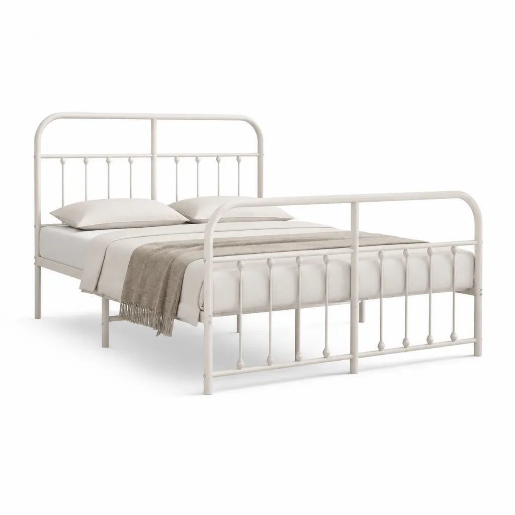 Letto matrimoniale struttura letto 160 x 200 cm in acciaio rettangolare bianco