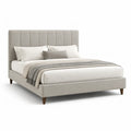 Letto matrimoniale imbottito 160 x 200 cm con testiera alta in poliestere grigio chiaro