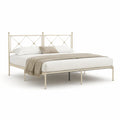 Letto matrimoniale 160 x 200 cm in acciaio verniciato crema con testiera geometrica