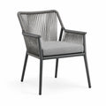 Poltrona da giardino con braccioli 66 x 70 x 85 cm in acciaio e corda PP grigio antracite