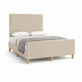 Letto matrimoniale imbottito 160 x 200 cm con testiera alta in poliestere beige
