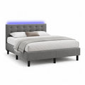 Letto matrimoniale con LED 160 x 200 cm imbottito in poliestere grigio con testiera capitonné