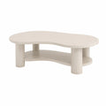 Tavolino da caffè con ripiano in MDF forma organica color crema 120 x 60 x 45 cm