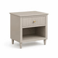 Comodino con cassetto e vano aperto in MDF rettangolare tortora 45 x 40 x 60 cm