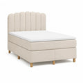 Letto singolo imbottito 90 x 200 cm in poliestere beige con testiera arrotondata e materasso in schiuma