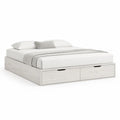 Letto matrimoniale rettangolare con 2 cassetti 160 x 200 cm in pannelli di particelle laminati bianco effetto rovere