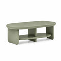 Tavolino da caffè ovale in MDF verde salvia con ripiano 120 x 60 x 45 cm