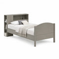 Letto singolo con testiera libreria in pannello truciolare grigio effetto legno 198 x 100 x 110 cm
