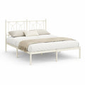 Letto matrimoniale con testiera in acciaio rettangolare bianco crema 160 x 200 cm