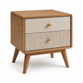 Comodino con 2 cassetti in MDF impiallacciato rovere rettangolare beige e marrone 50 x 40 x 60 cm