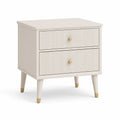 Comodino 2 cassetti rettangolare in MDF bianco 50 x 40 x 60 cm