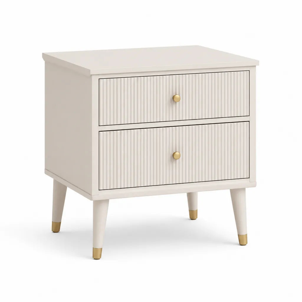 Comodino 2 cassetti rettangolare in MDF bianco 50 x 40 x 60 cm