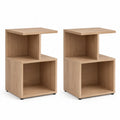 Set di 2 comodini con ripiani aperti in pannello truciolare laminato rovere chiaro 40 x 40 x 60 cm
