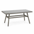 Tavolo da giardino rettangolare 200 x 100 x 74 cm in polirattan PE e vetro temperato grigio