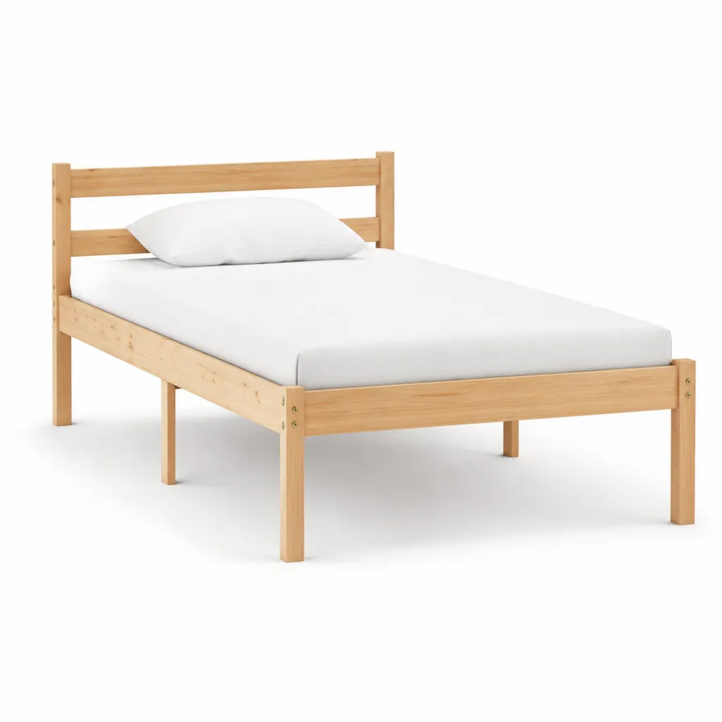 Struttura letto singolo 90 x 190 cm in legno massello di pino naturale