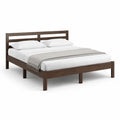Struttura letto matrimoniale 160 x 200 cm in legno massello di pino marrone noce