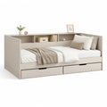 Letto singolo con contenitore 90 x 200 cm in MDF beige