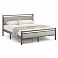 Letto matrimoniale 160 x 200 cm in acciaio e poliestere grigio e nero