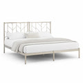 Struttura letto matrimoniale 160 x 200 cm in acciaio beige chiaro con testiera geometrica
