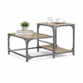 Set di 2 tavolini da caffè rettangolari in MDF e acciaio grigio e marrone 100 x 50 x 45 cm