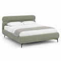 Letto matrimoniale imbottito 160 x 200 cm in poliestere verde salvia con testiera arrotondata