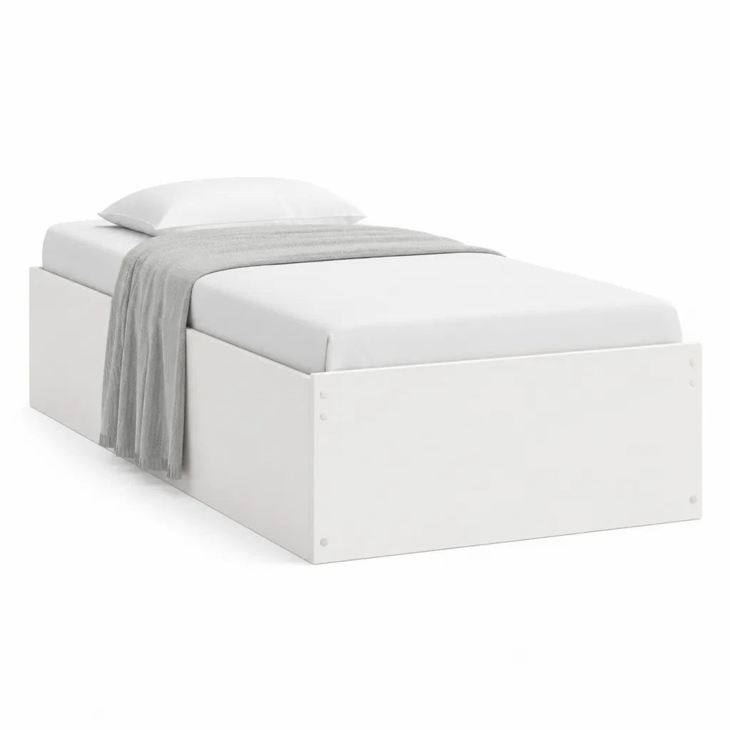 Letto singolo con struttura in pannello truciolare 90 x 200 cm rettangolare bianco