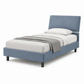 Letto singolo con testiera imbottita 90 x 190 cm in poliestere blu
