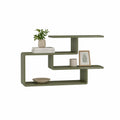 Scaffale da parete geometrico in acciaio 100 x 20 x 75 cm verde oliva