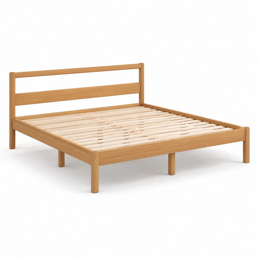 Letto matrimoniale con rete a doghe in legno massello di gomma naturale 160 x 200 cm